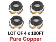 4 X 100FT CCTV SECURITY CAMERA CABLE SURVEILLANCE WIRE VIDEO BNC CORD POWER DVR