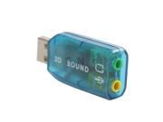 Blue USB 2.0 to Mic Speaker 5.1 Audio Sound Card Adapter 5V Plug Play