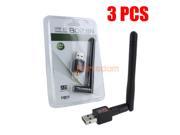 3 X 802.11n g b 150Mbps Mini USB WiFi Wireless Adapter Network LAN Card With Antenna
