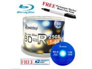 New 50 pcs Smartbuy Logo BD R 6X 25GB Blu ray Blank Media Disc Black Permanent Marker