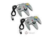 TWO Gray Game Controllers for Nintendo 64 N64