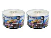 100 PHILIPS 16X DVD R DVDR Blank Disc 4.7GB 120Min