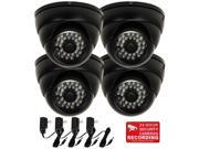 VideoSecu 4 Pack Outdoor Indoor Weatherproof Security Camera IR Day Night Vision 28 LEDs Built in 1 3 SONY Effio CCD 600TVL 3.6mm Wide Angle Lens with 4 Power