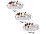 VideoSecu Audio Video Power 3 x 100ft Extension Cable Wire Cord for CCTV Surveillance Security Camera and Free BNC RCA Adapters C76