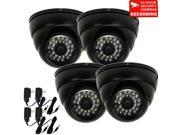 VideoSecu 4 Pack Outdoor Indoor Weatherproof Vandal Proof Built in 1 3 Sony CCD IR Day Night Vision Security Camera 480TVL 3.6mm Wide Angle with 4 Power Suppl