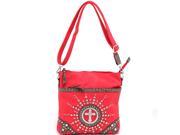 Women s Western Rhinestone Studded Messenger Bag w Croco Trim Cross Red AM9
