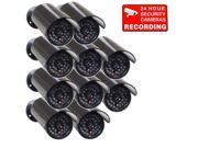 VideoSecu 10 Packs of Fake Security Camera Bullet Dummy Infrared IR LED Light for CCTV Home Surveillance with Blinking Flashing Light BFX
