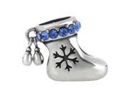 Babao Jewelry Christmas Sock Royal Blue CZ Crystals 925 Sterling Silver Dangle Bead fits Pandora European Charm Bracelets