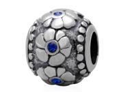 Babao Jewelry Gorgeous Flowers Blue CZ Crystals 925 Sterling Silver Bead fits Pandora European Charm Bracelets