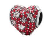Babao Jewelry Heart Red CZ Crystals 925 Sterling Silver Bead fits Pandora European Charm Bracelets