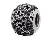 Babao Jewelry Hollow Butterflies Black CZ Crystals 925 Sterling Silver Bead fits Pandora European Charm Bracelets