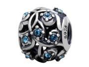 Babao Jewelry Life Tree Circular Sea Blue CZ Crystals 925 Sterling Silver Bead fits Pandora European Charm Bracelets