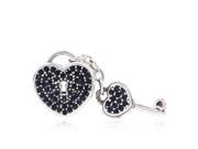 Babao Jewelry Love Heart Dangle Key Black CZ Crystals 925 Sterling Silver Bead fits Pandora European Charm Bracelets