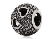 Babao Jewelry Hollow Love Grey CZ Crystals 925 Sterling Silver Bead fits Pandora European Charm Bracelets