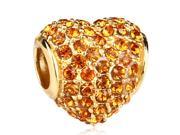 Babao Jewelry Sparkling Sweet Heart Golden Shadow Czech Crystal Soild Authentic 18K Gold Plated With 925 Sterling Silver Bead Fits Pandora Style European Charm