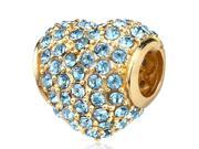 Babao Jewelry Sparkling Sweet Heart Denim Blue Czech Crystal Soild Authentic 18K Gold Plated With 925 Sterling Silver Bead Fits Pandora Style European Charm Bra