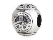 Babao Jewelry Peace Symbol Soild Authentic 925 Sterling Silver Bead Fits Pandora Style European Charm Bracelets
