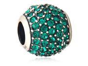 Babao Jewelry Huge Round Chrysolite Czech Crystal Soild Authentic 925 Sterling Silver Bead Fits Pandora Style European Charm Bracelet