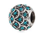 Babao Jewelry Sparkling Squama Turquoise Czech Crystal Soild Authentic 925 Sterling Silver Bead Fits Pandora Style European Charm Bracelets