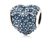 Babao Jewelry Sparkling Sweet Heart Night Blue Czech Crystal Soild Authentic 925 Sterling Silver Bead Fits Pandora Style European Charm Bracelets
