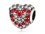 Babao Jewelry Sparkling Sweet Heart White Red Love Czech Crystal Soild Authentic 925 Sterling Silver Bead Fits Pandora Style European Charm Bracelets