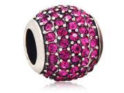 Babao Jewelry Huge Round Fuchsia Czech Crystal Soild Authentic 925 Sterling Silver Bead Fits Pandora Style European Charm Bracelet