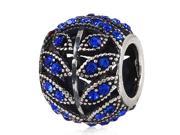 Babao Jewelry Sparkling Leaves Sapphire Czech Crystal Soild Authentic 925 Sterling Silver Bead Fits Pandora Style European Charm Bracelets