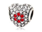 Babao Jewelry Sparkling Sweet Heart White Red Flower Czech Crystal Soild Authentic 925 Sterling Silver Bead Fits Pandora Style European Charm Bracelets