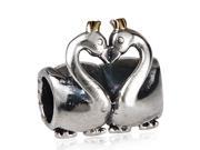 Babao Jewelry Swan With 18K Gold Plated Crown Soild Authentic 925 Sterling Silver Bead Fits Pandora Style European Charm Bracelets