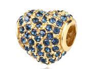 Babao Jewelry Sparkling Sweet Heart Night Blue Czech Crystal Soild Authentic 18K Gold Plated With 925 Sterling Silver Bead Fits Pandora Style European Charm Bra