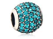 Babao Jewelry Huge Round Turquoise Czech Crystal Soild Authentic 925 Sterling Silver Bead Fits Pandora Style European Charm Bracelet