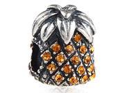 Babao Jewelry Sparkling Golden Shadow Pineapple Czech Crystal Soild Authentic 925 Sterling Silver Bead Fits Pandora Style European Charm Bracelets