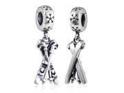 Babao Jewelry Skis Soild Authentic 925 Sterling Silver Dangle Bead Fits Pandora Style European Charm Bracelets