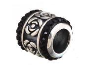Babao Jewelry Black Rose Czech Crystal Soild Authentic 925 Sterling Silver Bead Fits Pandora Style European Charm Bracelets