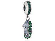 Babao Jewelry Sparkling Seahorse Green Czech Crystal Soild Authentic 925 Sterling Silver Dangle Bead Fits Pandora Style European Charm Bracelets