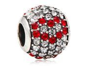 Babao Jewelry Huge Round White Red Love Czech Crystal Soild Authentic 925 Sterling Silver Bead Fits Pandora Style European Charm Bracelet