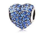 Babao Jewelry Sparkling Sweet Heart Aquamarine Czech Crystal Soild Authentic 925 Sterling Silver Bead Fits Pandora Style European Charm Bracelets