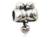 Babao Jewelry Love Heart Doves Soild Authentic 925 Sterling Silver Dangle Bead Fits Pandora Style European Charm Bracelets