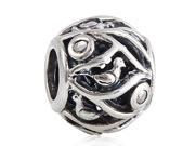 Babao Jewelry Sparkling Pigeon White Czech Crystal Soild Authentic 925 Sterling Silver Bead Fits Pandora Style European Charm Bracelets