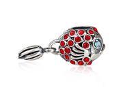 Babao Jewelry Sparkling Red Goldfish Czech Crystal Soild Authentic 925 Sterling Silver Dangle Bead Fits Pandora Style European Charm Bracelets