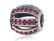 Babao Jewelry Sparkling Hollow Fuchsia Czech Crystal Soild Authentic 925 Sterling Silver Bead Fits Pandora Style European Charm Bracelets