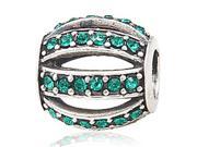 Babao Jewelry Sparkling Hollow Green Czech Crystal Soild Authentic 925 Sterling Silver Bead Fits Pandora Style European Charm Bracelets