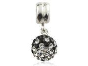 Babao Jewelry Black White 8mm Ball Czech Crystal 925 Sterling Silver Dangle Bead Fits Pandora Europen Charm Bracelets