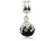 Babao Jewelry White Black 8mm Ball Czech Crystal 925 Sterling Silver Dangle Bead Fits Pandora Europen Charm Bracelets