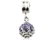 Babao Jewelry Purple White 8mm Ball Czech Crystal 925 Sterling Silver Dangle Bead Fits Pandora Europen Charm Bracelets