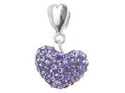 Babao Jewelry Purple Love Heart 925 Sterling Silver Czech Crystal Dangle Bead Fits Pandora Europen Style Charm Bracelets