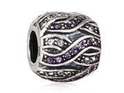 Babao Jewelry Purple And White Cross Line Czech Crystal 925 Sterling Silver Bead Fits Pandora Europen Style Charm Bracelets