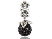 Babao Jewelry Black 8mm Czech Crystal Ball 925 Sterling Silver Dangle Bead Fits Pandora Europen Style Charm Bracelets