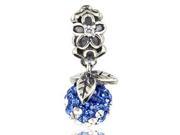 Babao Jewelry Blue White 8mm Czech Crystal Ball 925 Sterling Silver Dangle Bead Fits Pandora Europen Style Charm Bracelets
