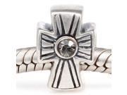 Babao Jewelry Sparkling Cross Grey Czech Crystal Soild Authentic 925 Sterling Silver Bead Fits Pandora Style European Charm Bracelets